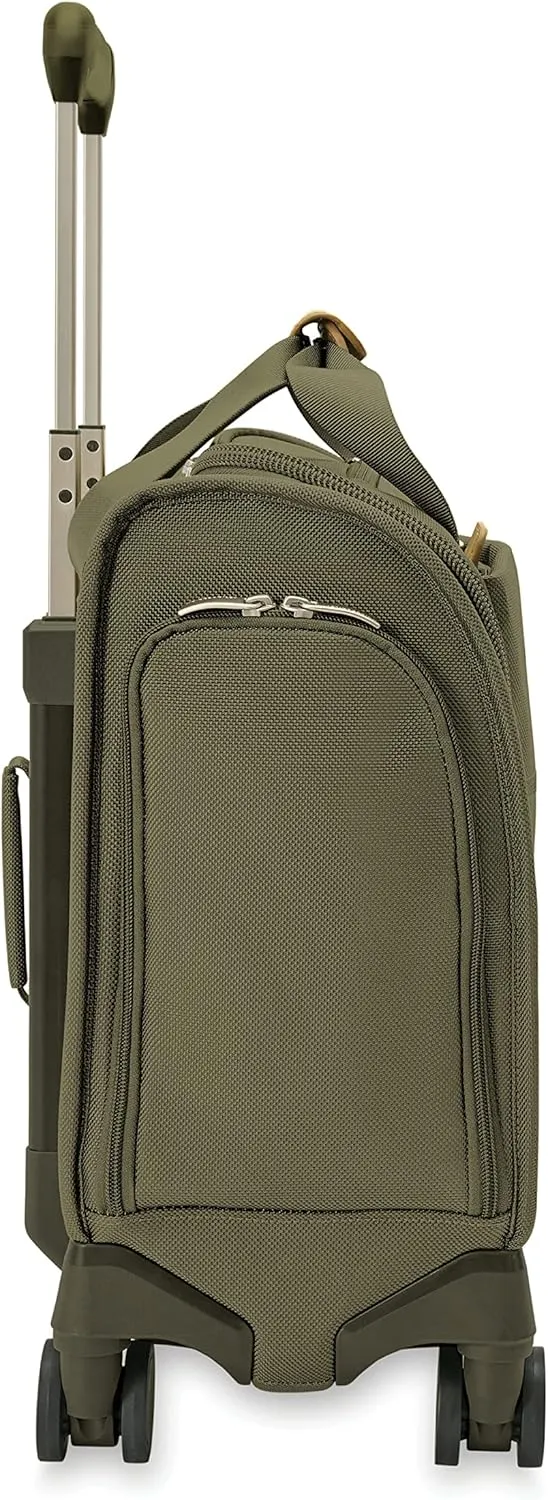 Briggs & Riley Cabin Spinner - Carry On Luggage for Travel, Suitcases with Wheels, Softside Rolling Bag for Men & Women, Fits Under Plane Seat, Interlocking Handle - Baseline Collection, Olive