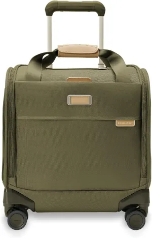 Briggs & Riley Cabin Spinner - Carry On Luggage for Travel, Suitcases with Wheels, Softside Rolling Bag for Men & Women, Fits Under Plane Seat, Interlocking Handle - Baseline Collection, Olive