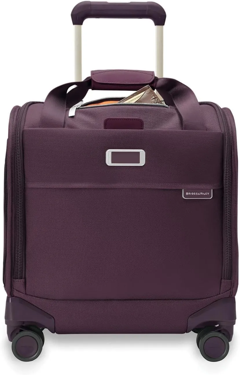 Briggs & Riley Cabin Spinner - Carry On Luggage for Travel, Suitcases with Wheels, Softside Rolling Bag for Men & Women, Fits Under Plane Seat, Interlocking Handle - Baseline Collection, Plum