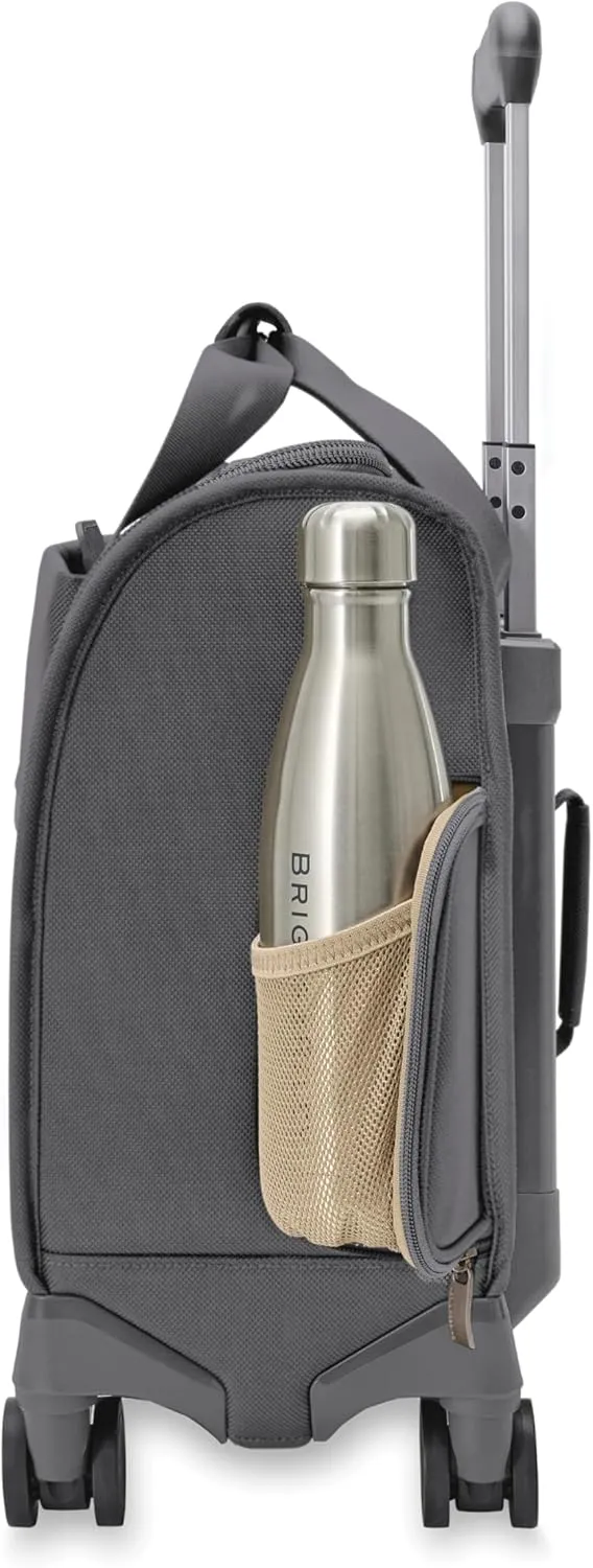 Briggs & Riley Cabin Spinner - Carry On Luggage for Travel, Suitcases with Wheels, Softside Rolling Bag for Men & Women, Fits Under Plane Seat, Interlocking Handle - Baseline Collection, Steel Gray