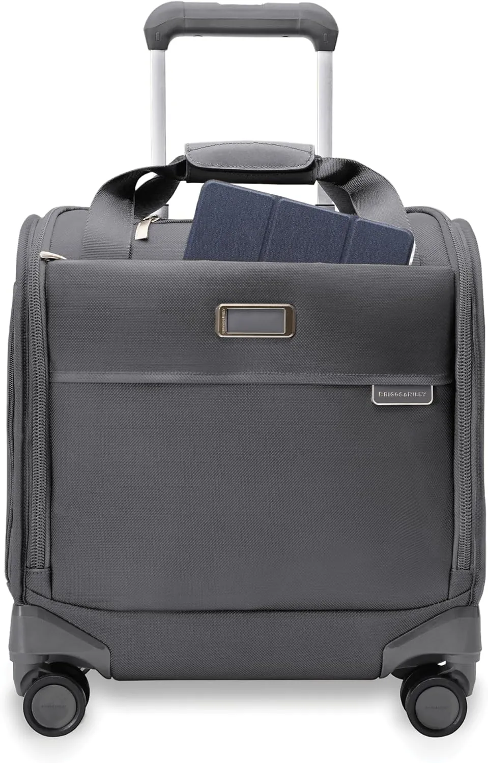 Briggs & Riley Cabin Spinner - Carry On Luggage for Travel, Suitcases with Wheels, Softside Rolling Bag for Men & Women, Fits Under Plane Seat, Interlocking Handle - Baseline Collection, Steel Gray