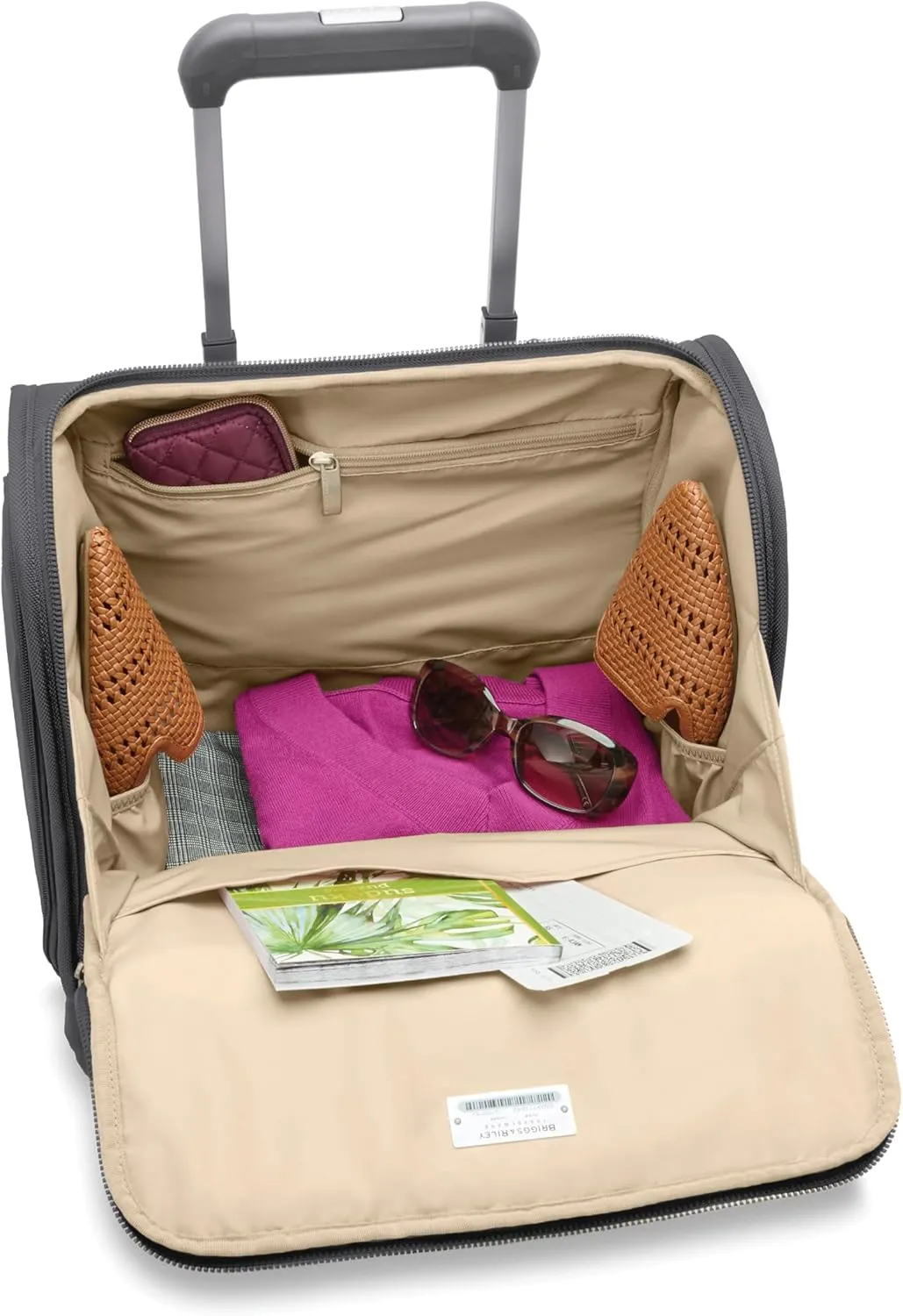 Briggs & Riley Cabin Spinner - Carry On Luggage for Travel, Suitcases with Wheels, Softside Rolling Bag for Men & Women, Fits Under Plane Seat, Interlocking Handle - Baseline Collection, Steel Gray