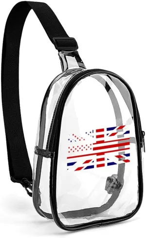 Britain U.S Flag Fashion Sling Bag PVC Transparent Unisex Crossbody Bags Cute Travel Chest Pack