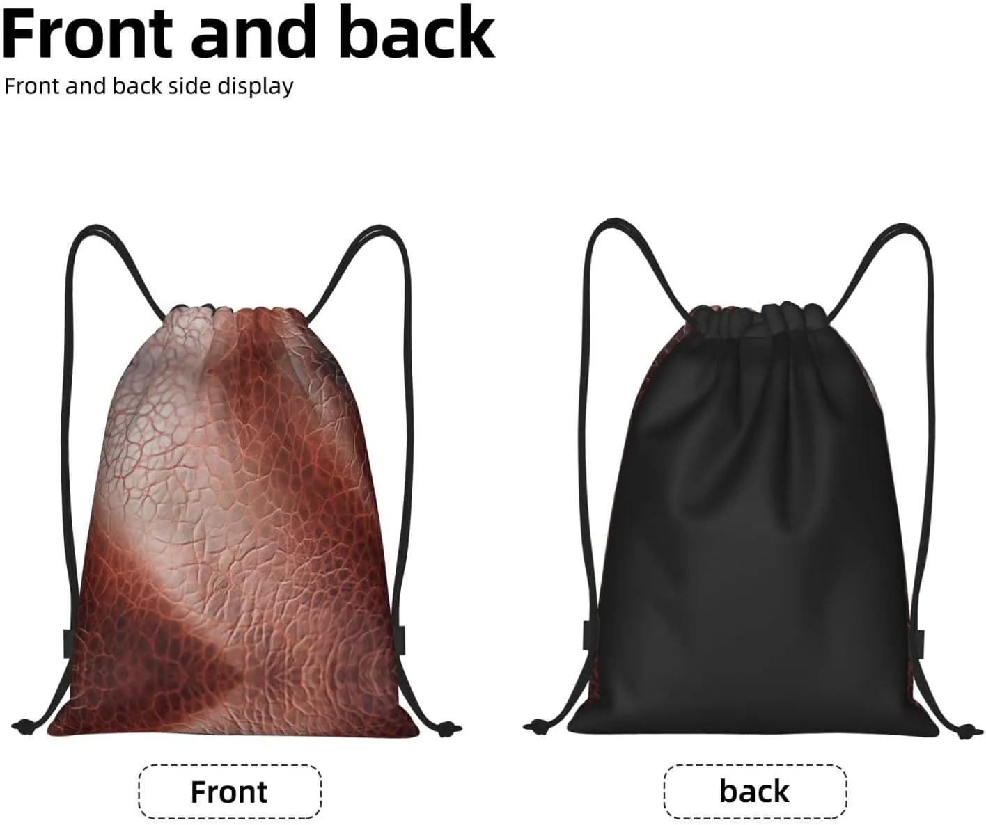 brown cowhide art print Drawstring Backpack Bags Sack Cinch Tote Sport Storage Polyester Bag for Gym Traveling