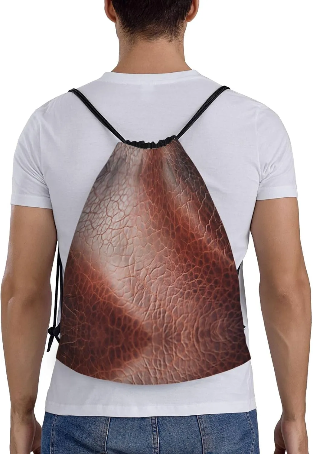 brown cowhide art print Drawstring Backpack Bags Sack Cinch Tote Sport Storage Polyester Bag for Gym Traveling