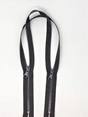 Brown Glossy Two-Way Backpack or Luggage Zipper 5MM or 8MM Gun Metal Teeth Closed