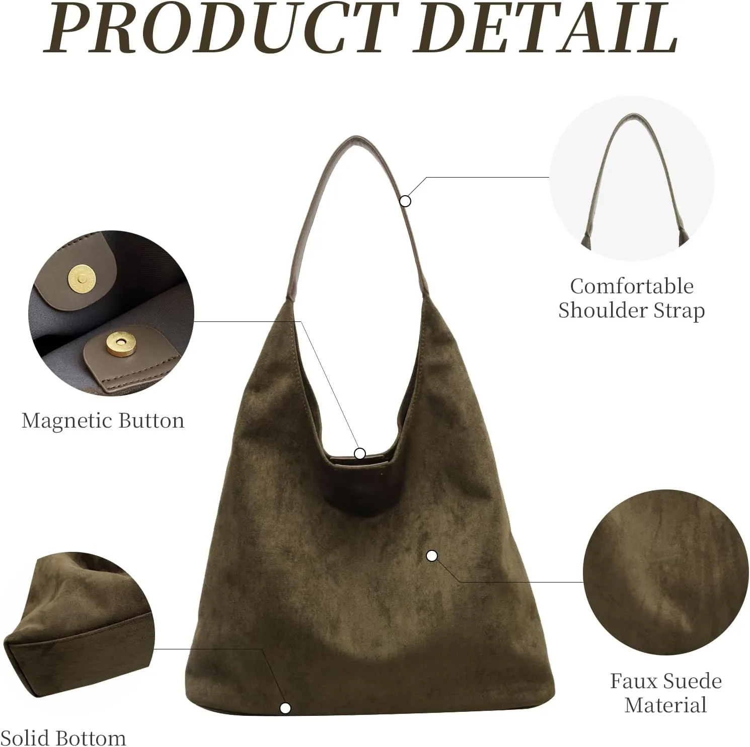 Brown Suede Bags for Women 2025 Suede Tote Bag Retro Suede Slouchy Bag Brown Suede Women's Shoulder Bag