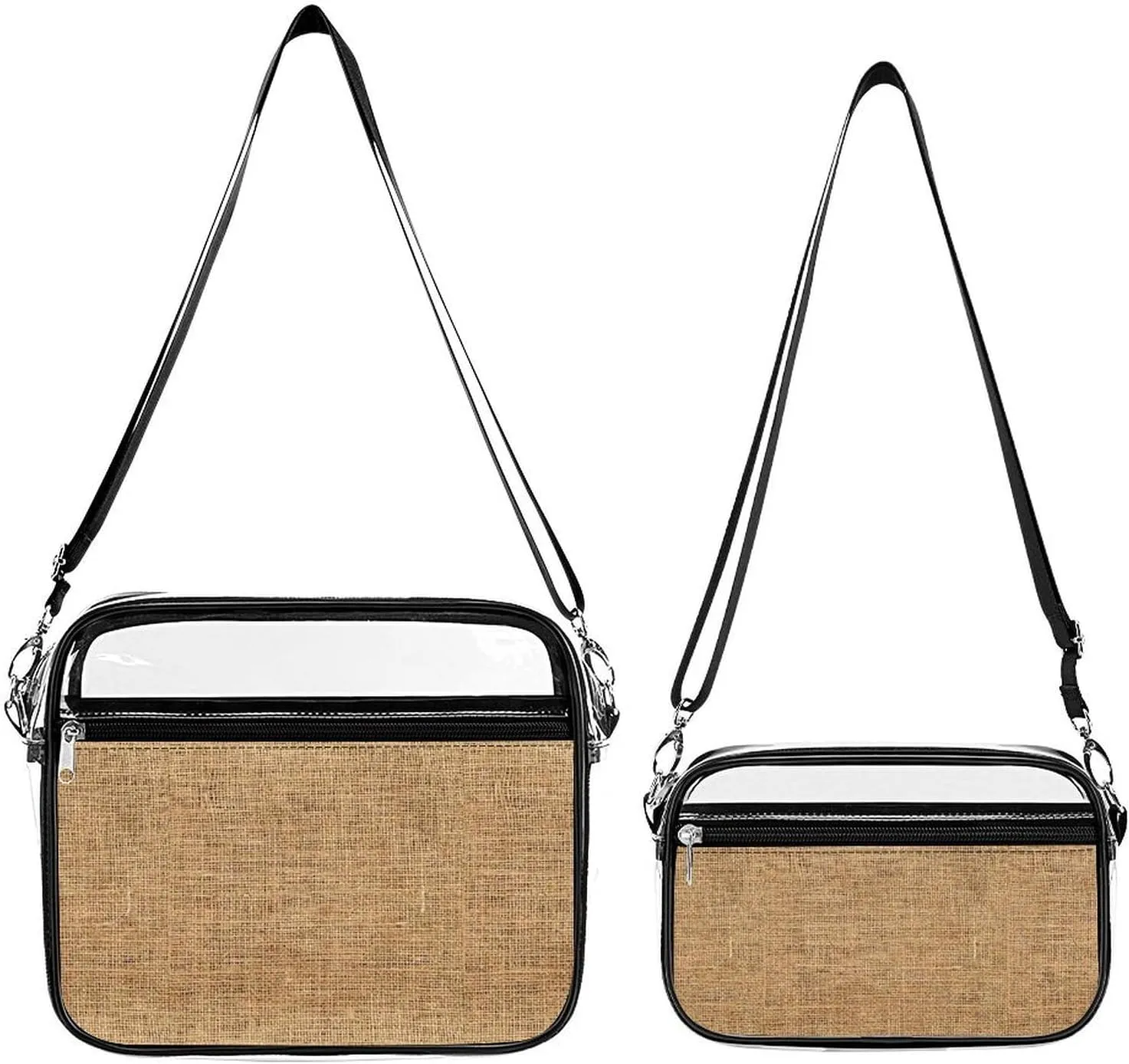 Burlap Transparent Cross Bag Two-piece Set