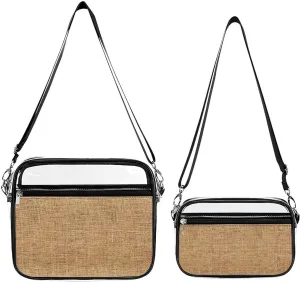Burlap Transparent Cross Bag Two-piece Set