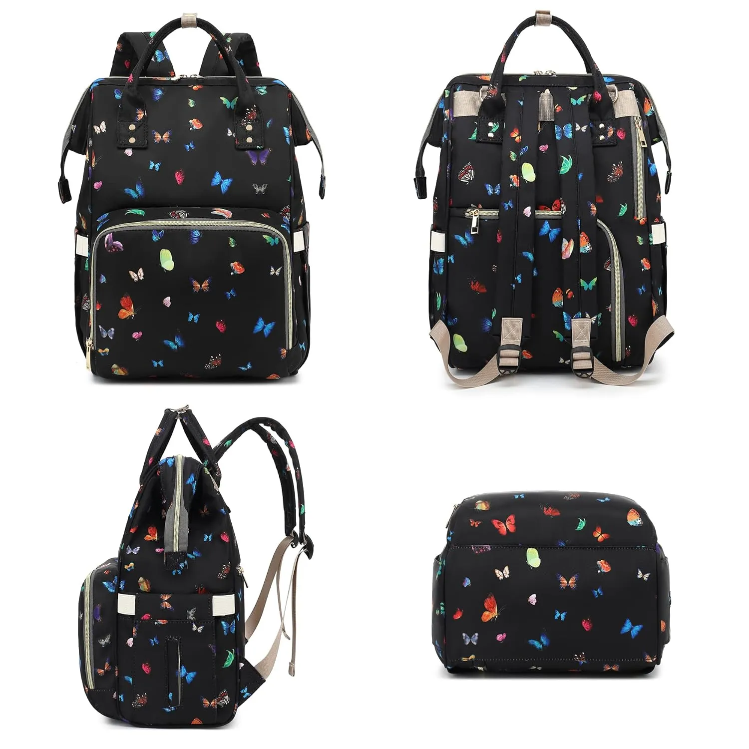 Butterfly Diaper Bag Backpack for Baby Girls, Mom Waterproof Large Nappy Bags for Women