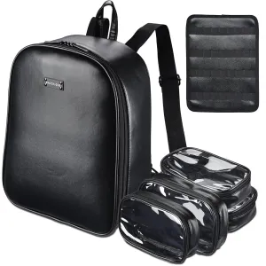 BYOOTIQUE 14" Professional Makeup Artist Backpack Cosmetic Storage Shoulder Bag Travel Organizer with Clear Cosmetic Storage Bags