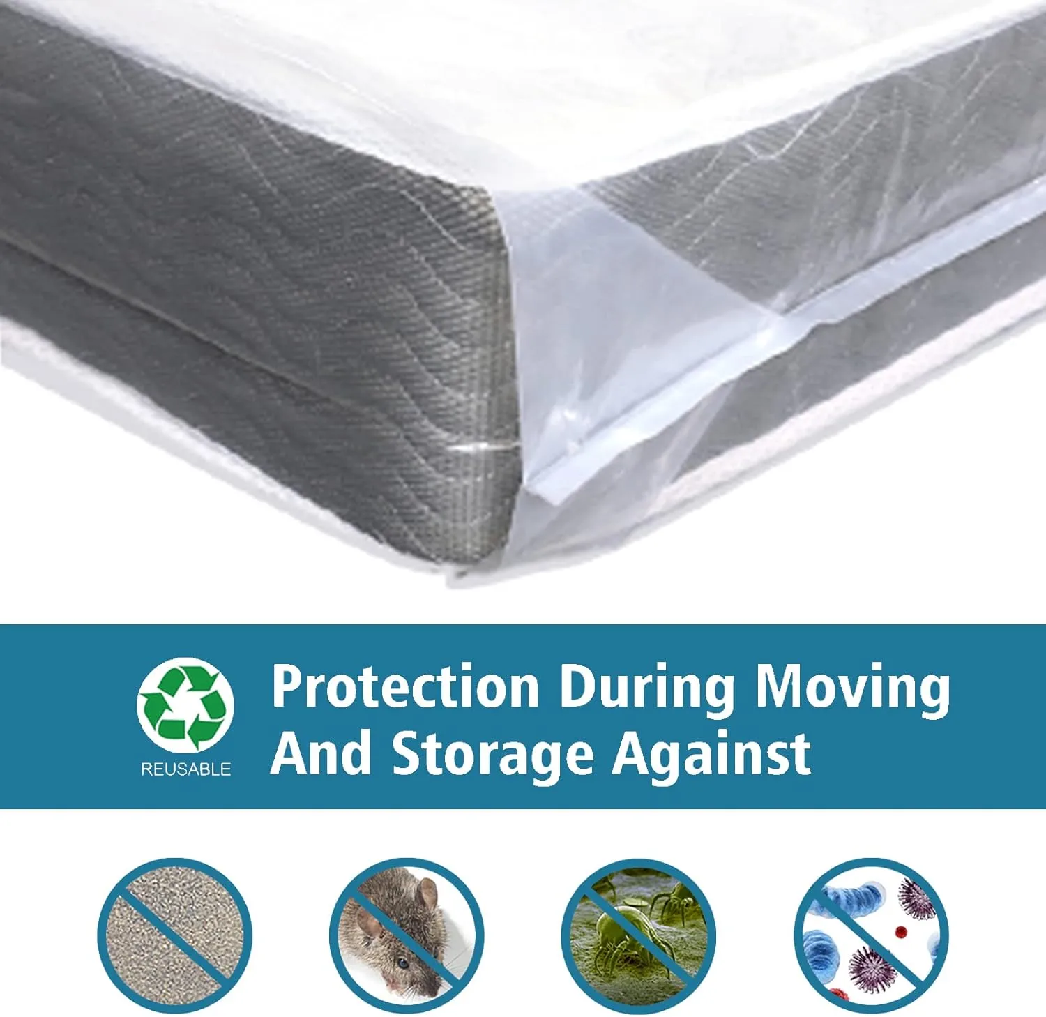 BYSURE 2-Pack 5 Mil Mattress Bag for Moving and Storage - Transparent Mattress Disposal Bag - Fits Twin/Full Size