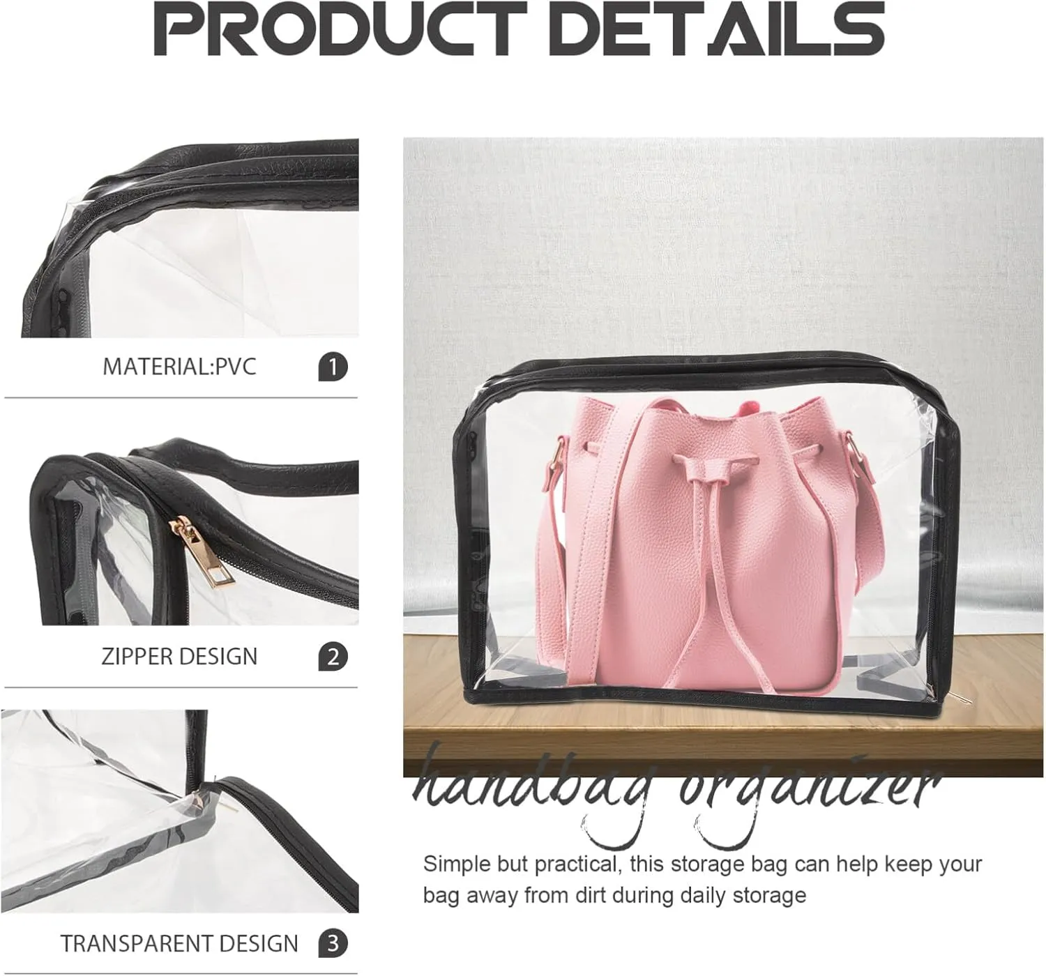 Cabilock Clear Purses Zip Lock Organizer Zip up Tote Bag Zippered Tote Transparent Purse Clear Handbags Zipper Storage Bags Clear Tote Zip Wallet Zipper Wallet Zip Tote Bag Locker PVC Seal