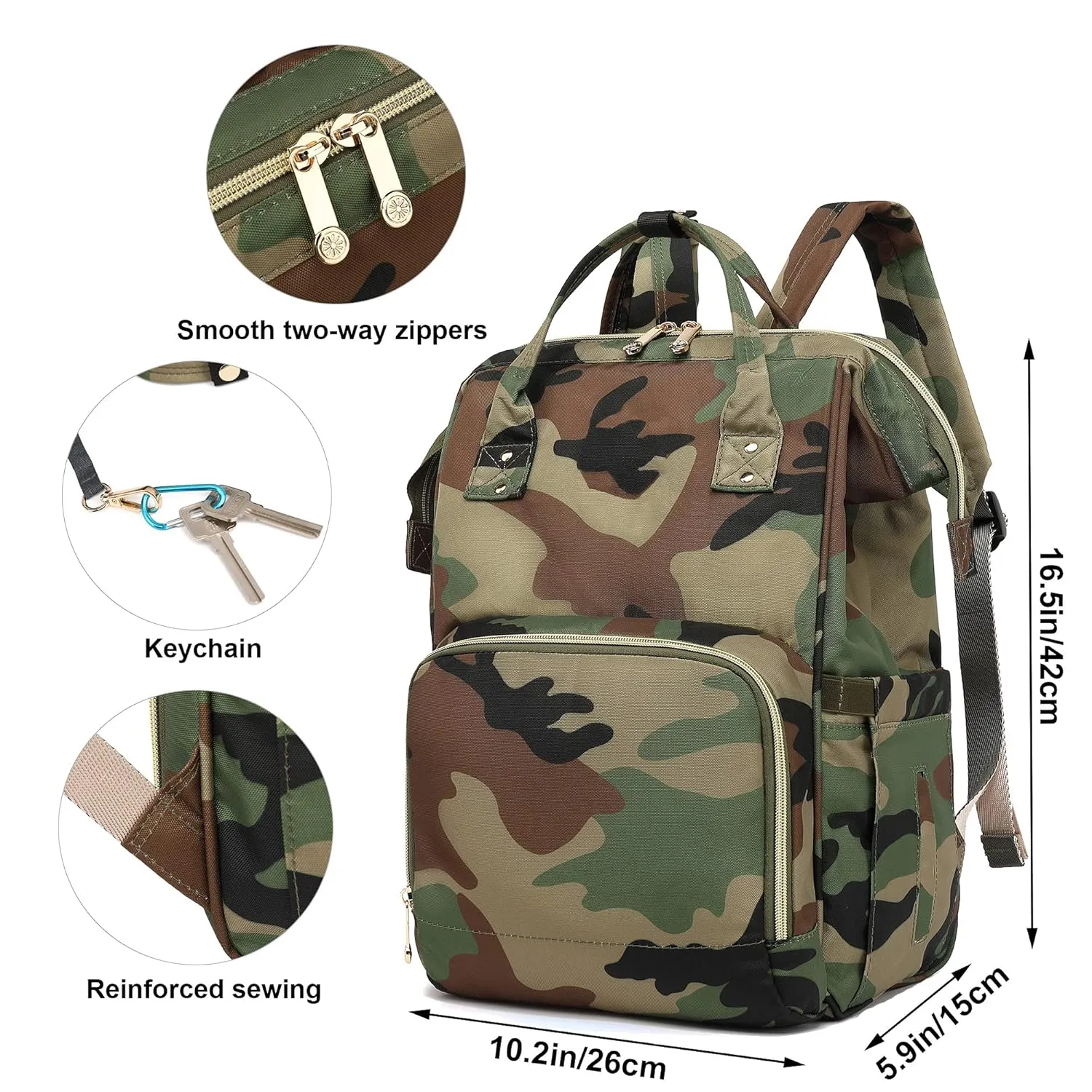 Camo Diaper Bag Backpack for Baby Girls, Mom Waterproof Large Nappy Bags for Women