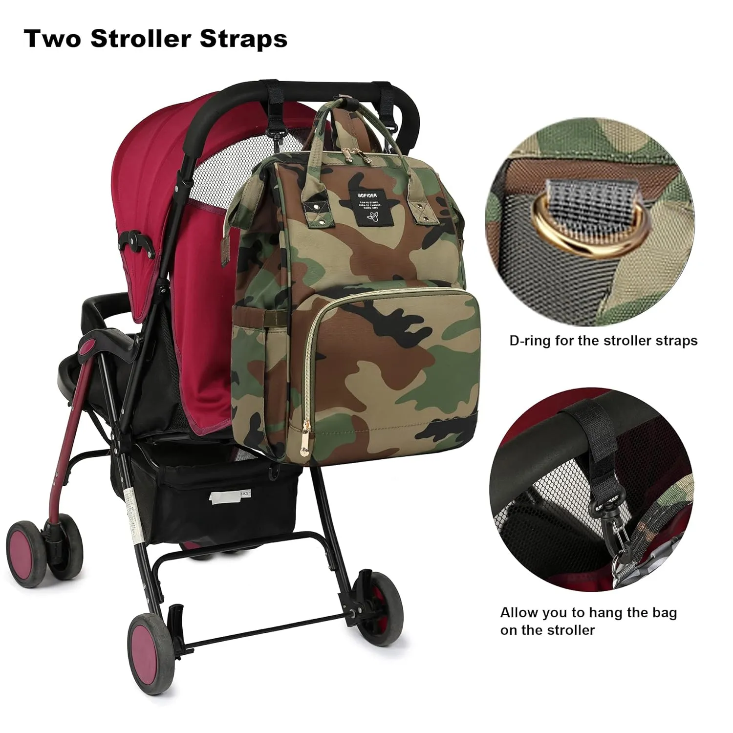Camo Diaper Bag Backpack for Baby Girls, Mom Waterproof Large Nappy Bags for Women