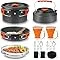 Camping Cooking Set,Camping Cookware Outdoor Aluminum Mess Kit w/ Frying Pan
