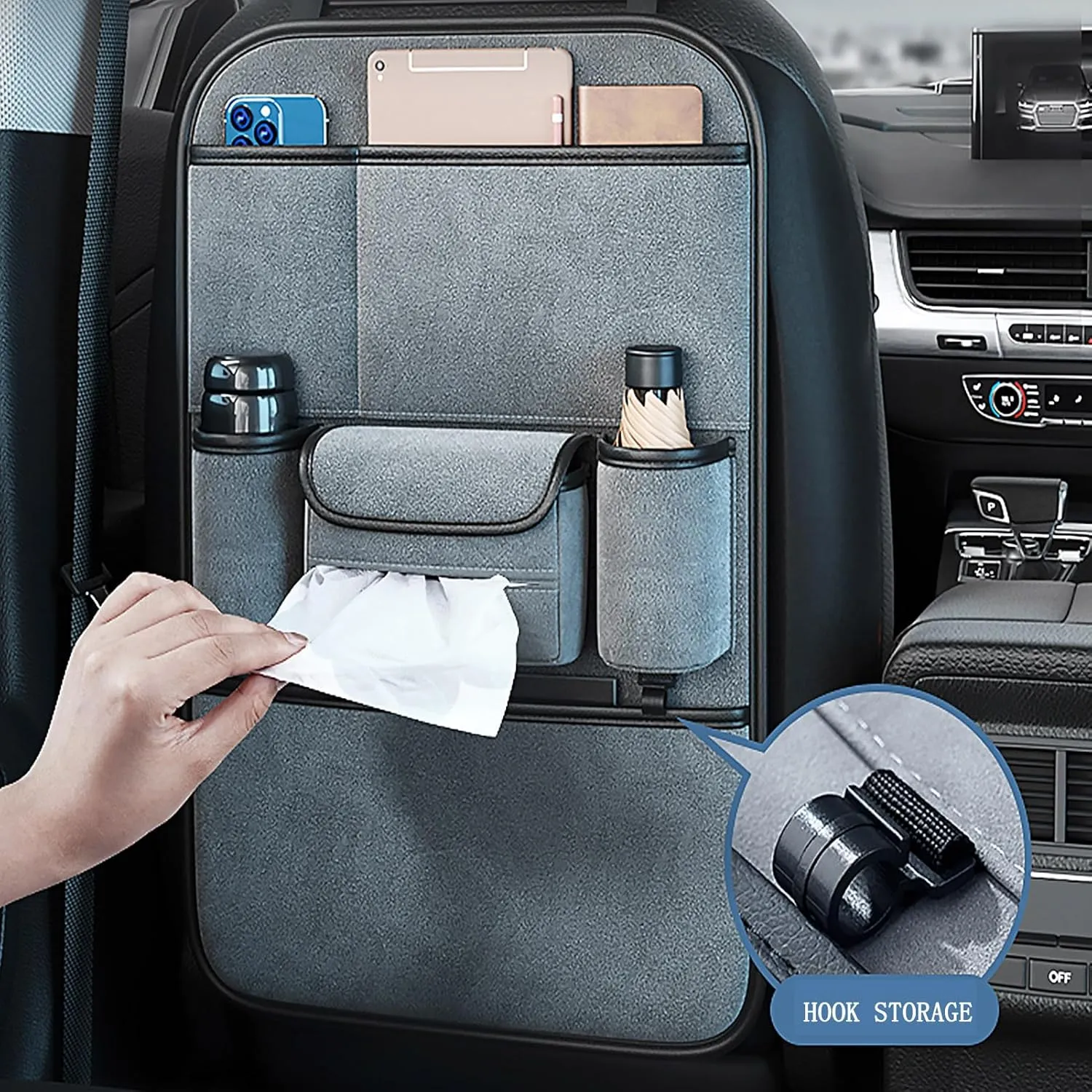 Car Backseat Organizer for Chevrolet Statesman Veritas Rezzo Equinox G2X Trailblazer Waterproof and Stain Resistant Car Organiser Back Seat Kids Back Seat Organiser,Black, normal