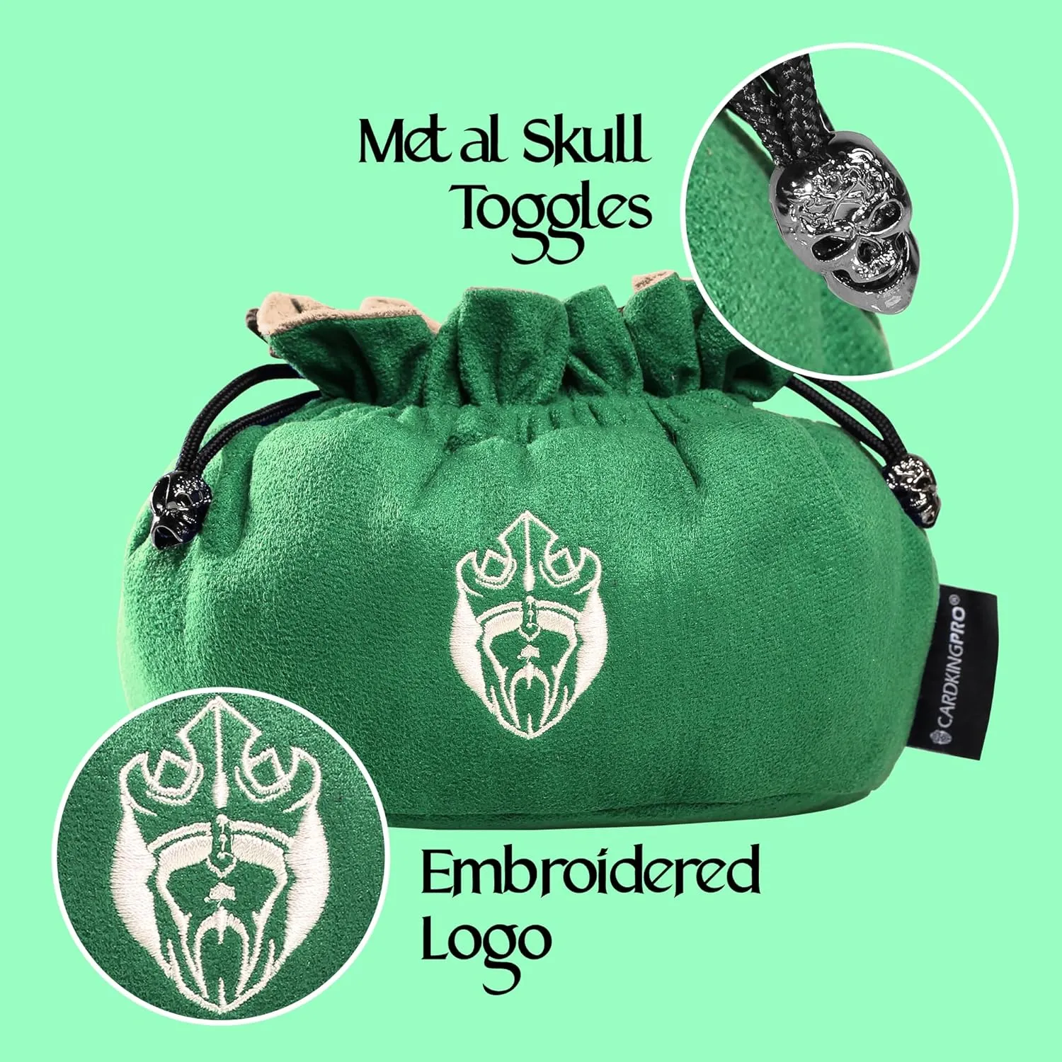 CardKingPro Immense Dice Bags with Pockets - Green - Capacity 150  Dice - Great Organizer for Dice Hoarders, Perfect for Dungeons and Dragons [Patented Design]
