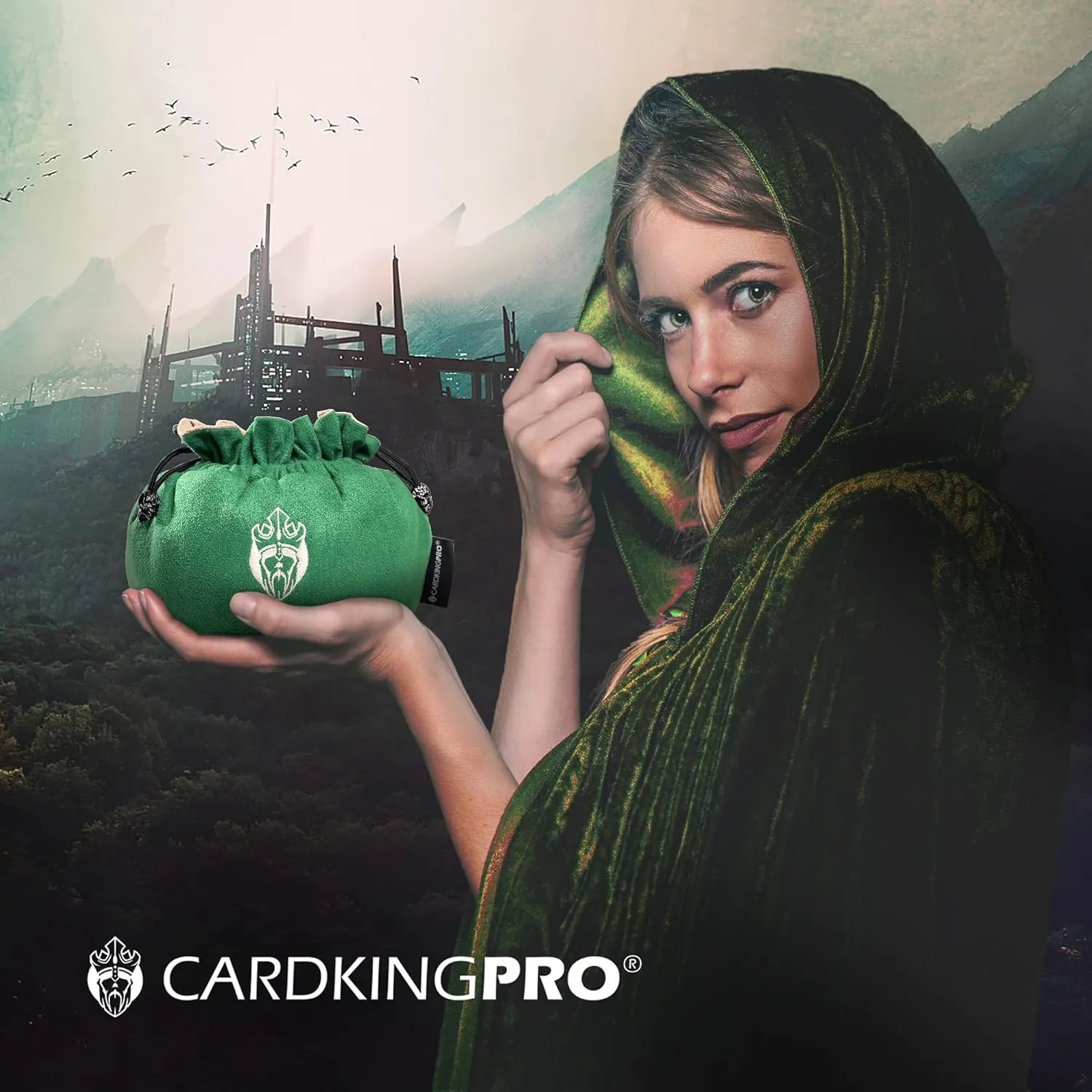 CardKingPro Immense Dice Bags with Pockets - Green - Capacity 150  Dice - Great Organizer for Dice Hoarders, Perfect for Dungeons and Dragons [Patented Design]