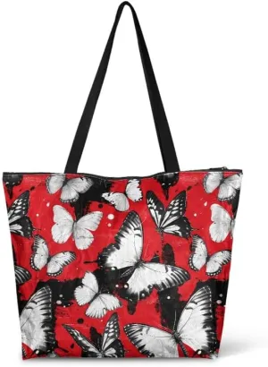 Carton Border Collie Dupont Paper Tote Bags Ladybug Daisy Reusable Handbag USA Flag Skull Shoulder Bag Shopping Work