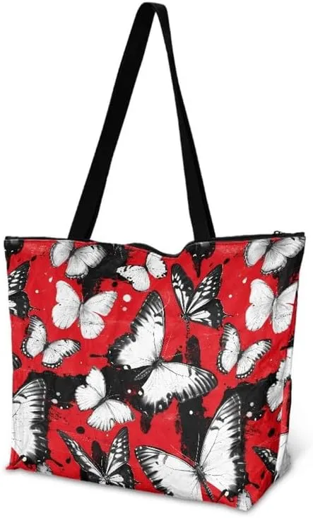 Carton Border Collie Dupont Paper Tote Bags Ladybug Daisy Reusable Handbag USA Flag Skull Shoulder Bag Shopping Work