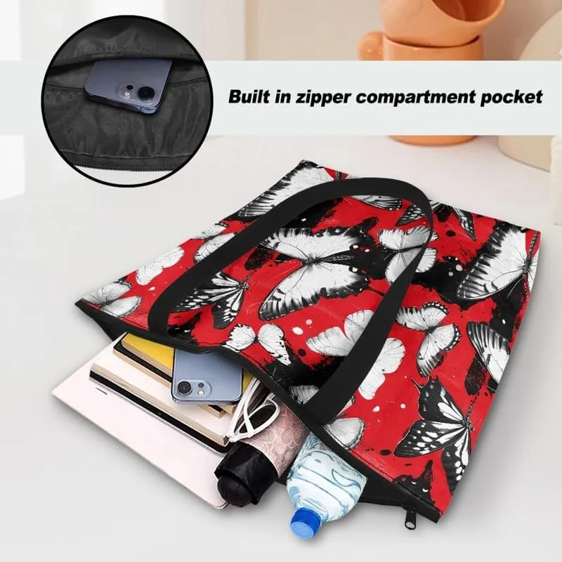 Carton Border Collie Dupont Paper Tote Bags Ladybug Daisy Reusable Handbag USA Flag Skull Shoulder Bag Shopping Work