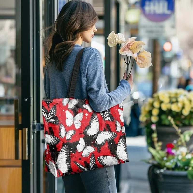 Carton Border Collie Dupont Paper Tote Bags Ladybug Daisy Reusable Handbag USA Flag Skull Shoulder Bag Shopping Work