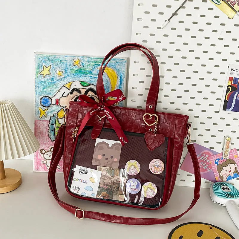 Cartoon Underarm Crocodile Pattern Transparent Portable Crossbody Bags