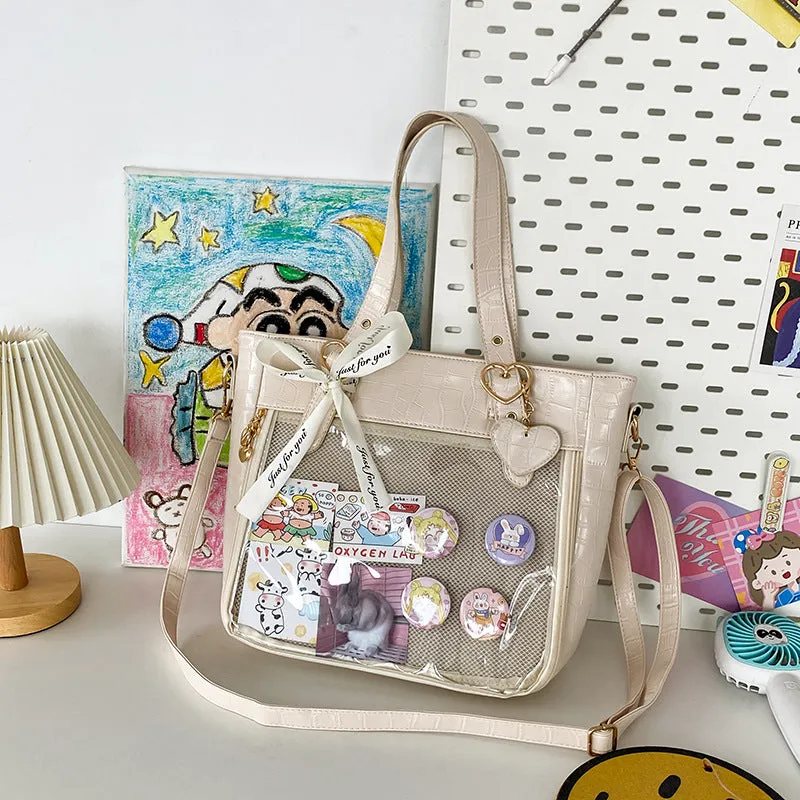 Cartoon Underarm Crocodile Pattern Transparent Portable Crossbody Bags
