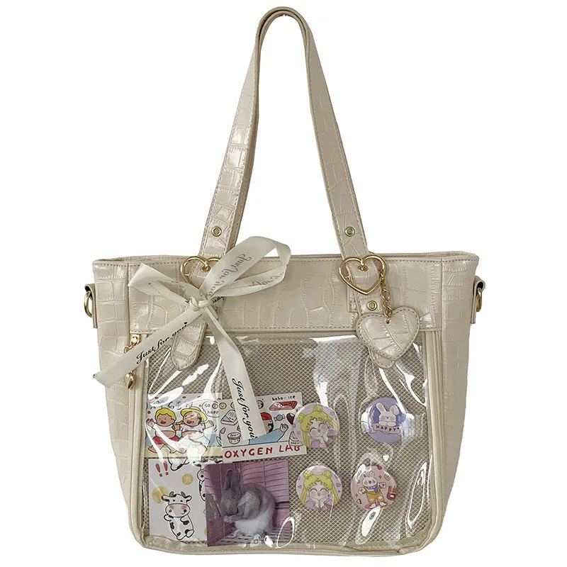 Cartoon Underarm Crocodile Pattern Transparent Portable Crossbody Bags