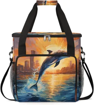 cfpolar Coffee Maker Travel Bag Dolphin Leap Coffee Maker Carrying Case Single Cup Coffee Maker Travel Bag for K-Cup Pods, Travel Mugs, Storage Tote Case with Shoulder Strap,B617