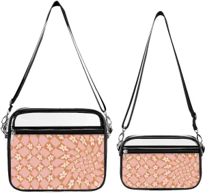Checkered Flowers Psychedelic Transparent Cross Bag Two-piece Set