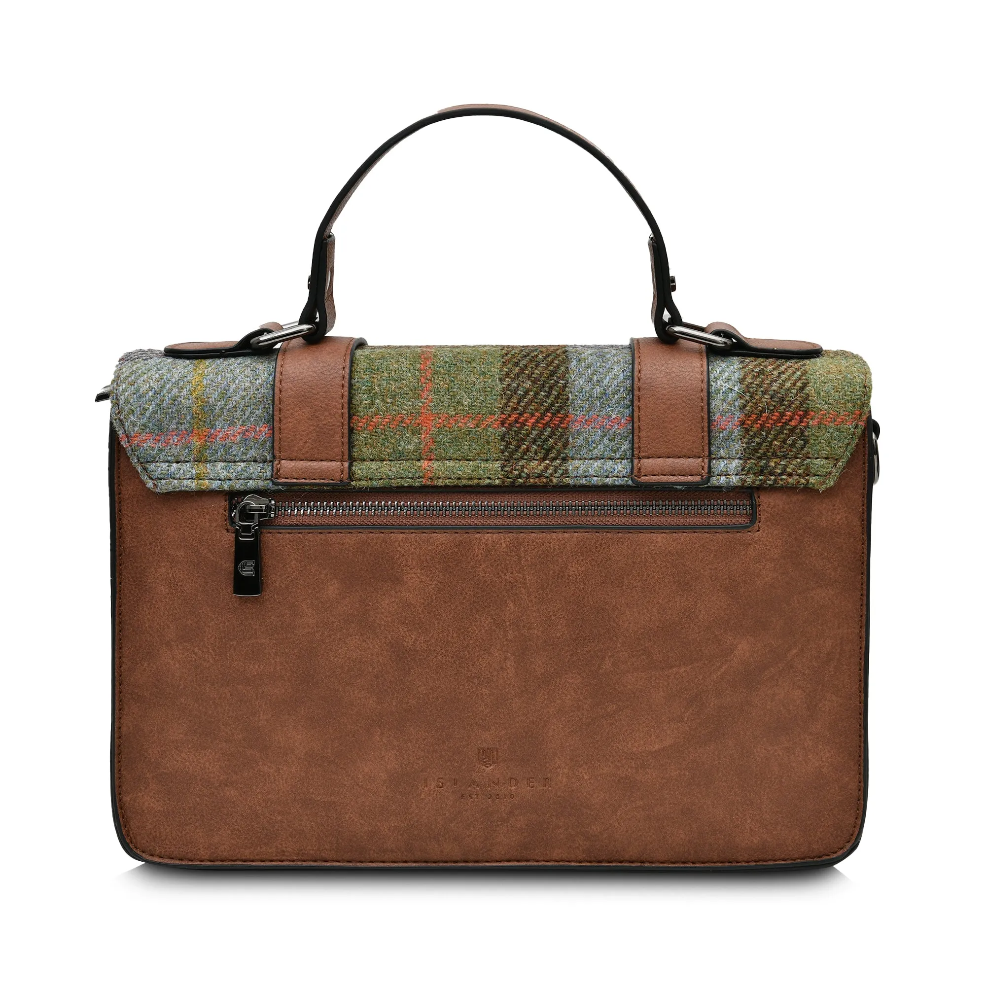 Chestnut & Blue Tartan Satchels with Harris® Tweed
