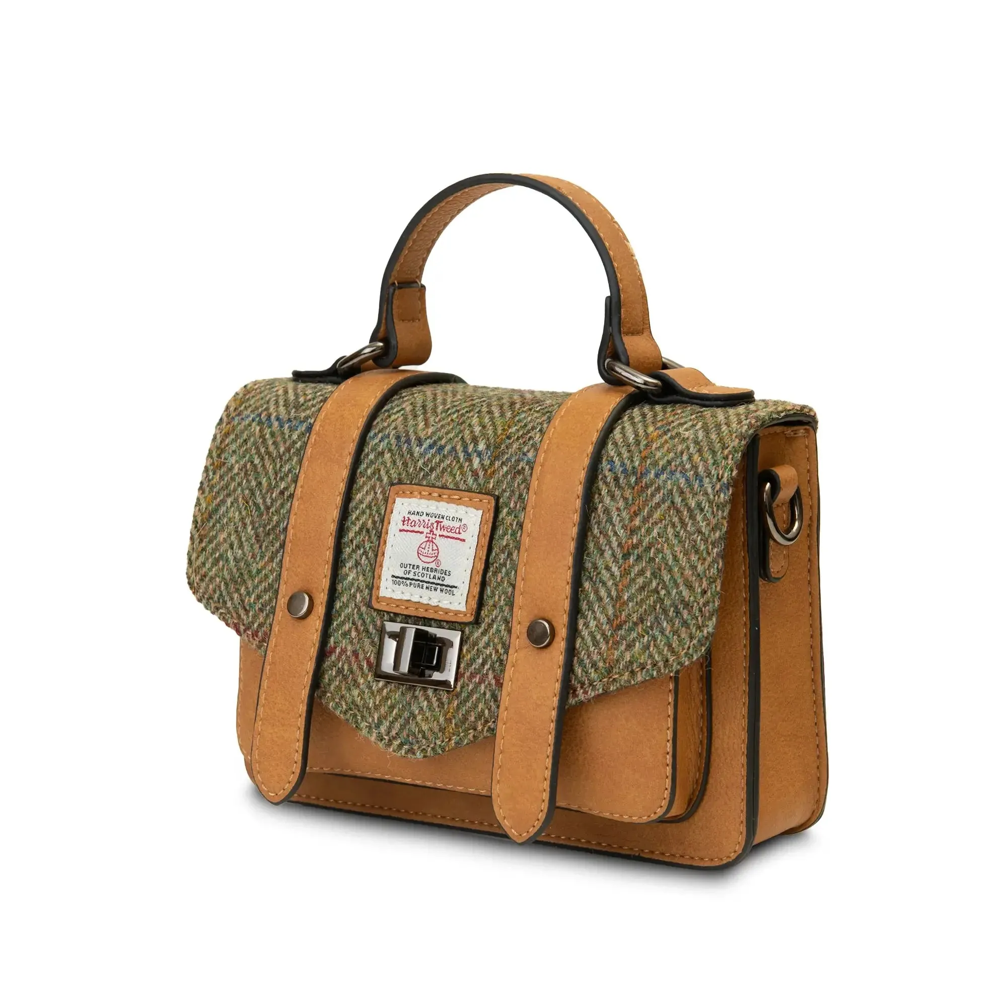Chestnut Herringbone Micro Satchel with Harris Tweed®