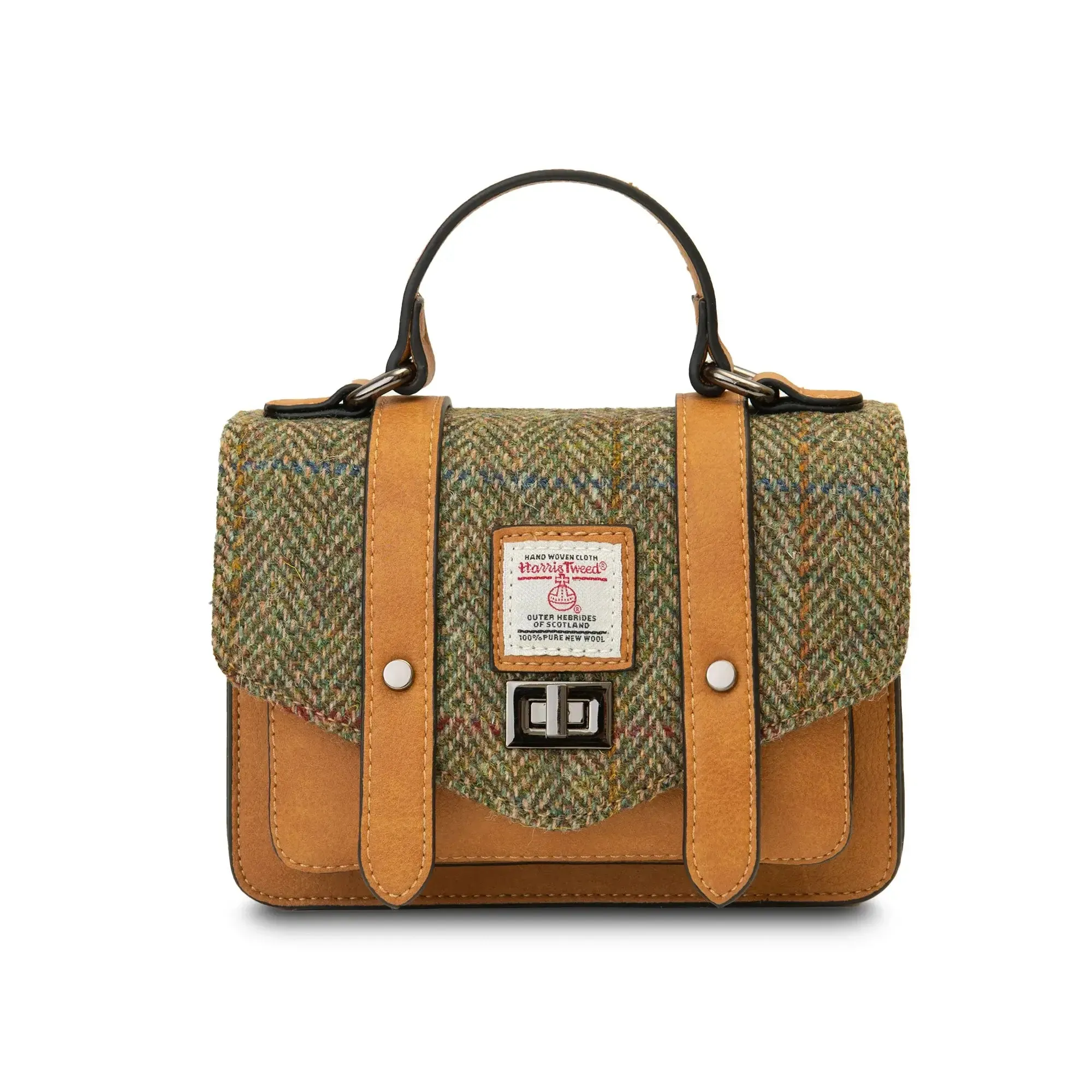 Chestnut Herringbone Micro Satchel with Harris Tweed®