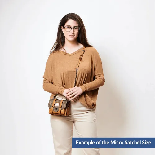 Chestnut Herringbone Micro Satchel with Harris Tweed®
