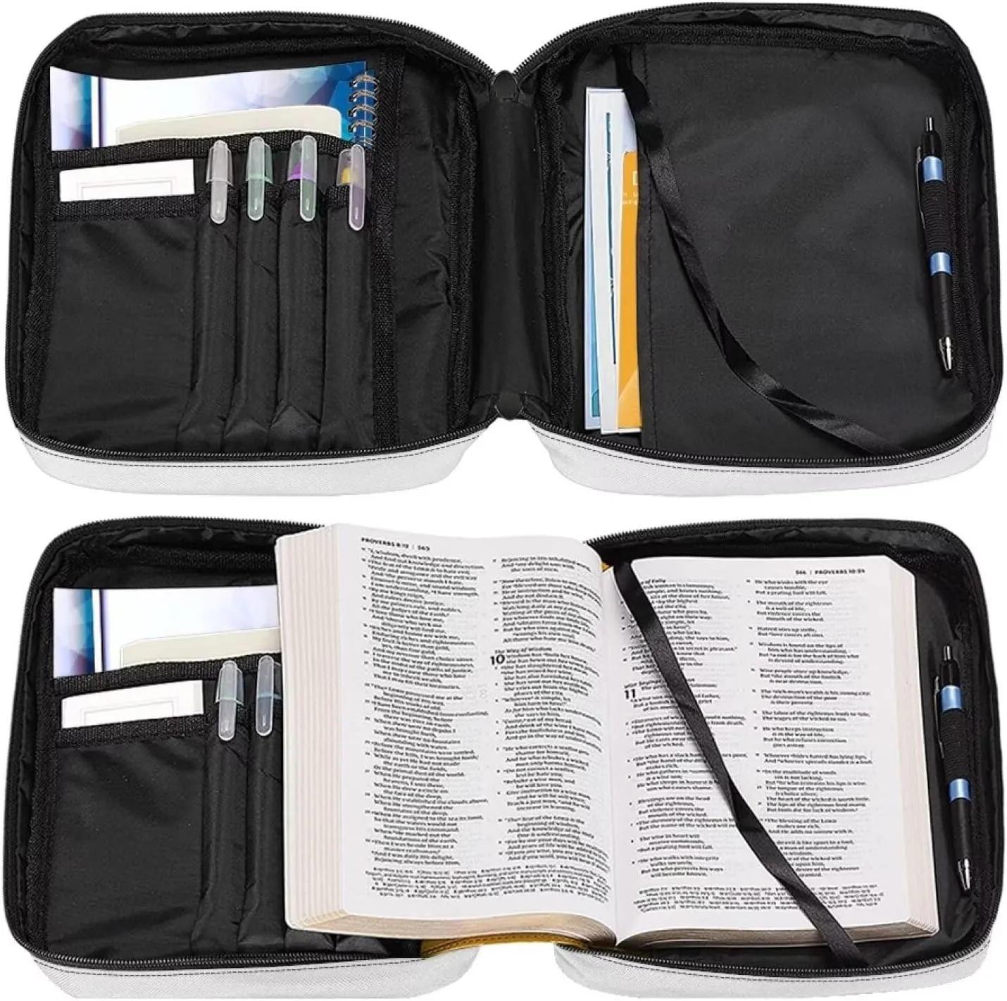 Christian Print Bible Cover,Polyester Bible Case for Women,Cross Floral Print Bible Book Cover with Shoulder Strap