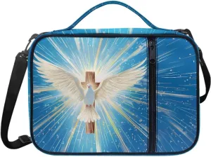 Christian Print Bible Cover,Polyester Bible Case for Women,Cross Floral Print Bible Book Cover with Shoulder Strap