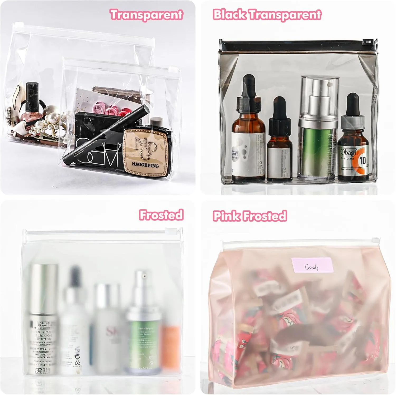 Circloophs 80 Pack Clear Makeup Bag Organizer Cosmetic Zipper Pouch Small Travel Pouches for Toiletries Transparent EVA Reusable Wash Bags Waterproof Plastic Clear Gift Bags Bulk, 9.8 x 7.1 x 2.6 In