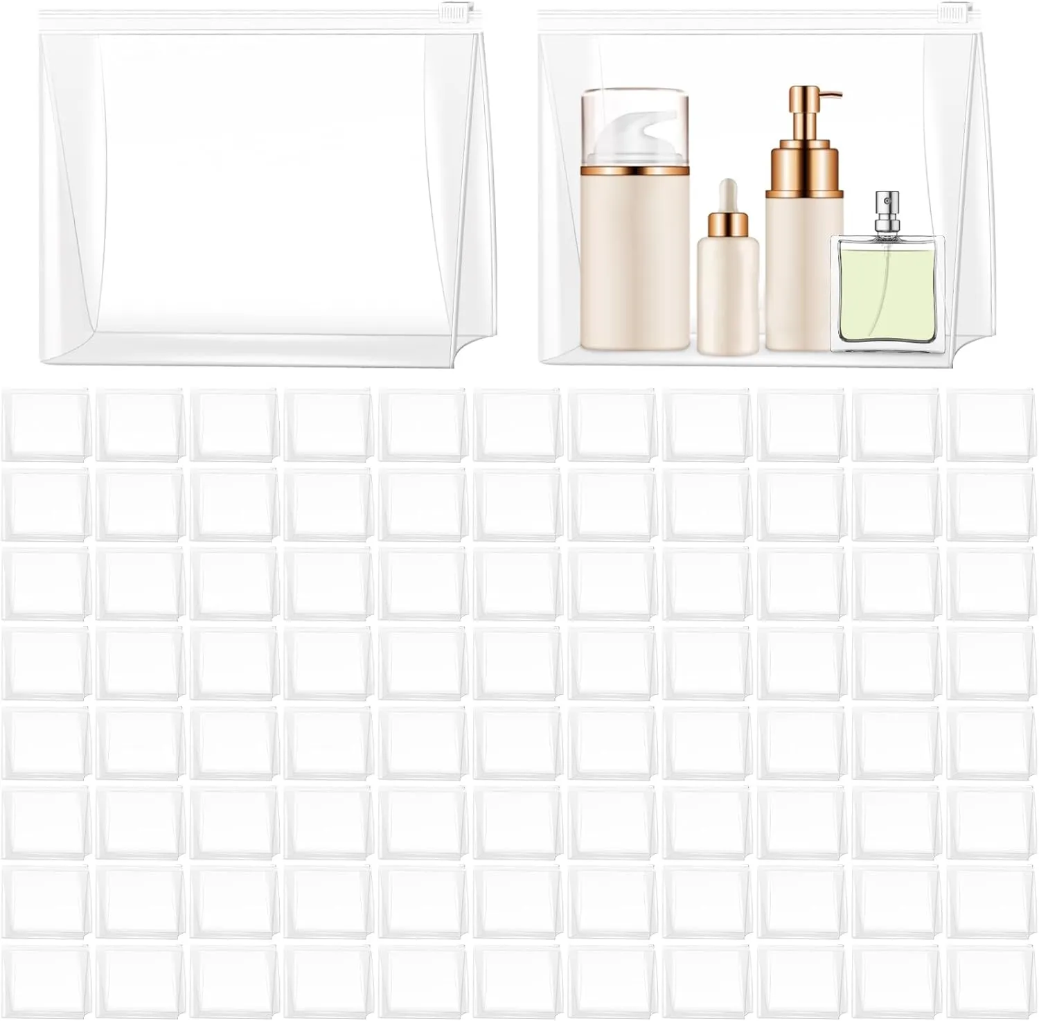 Circloophs 80 Pack Clear Makeup Bag Organizer Cosmetic Zipper Pouch Small Travel Pouches for Toiletries Transparent EVA Reusable Wash Bags Waterproof Plastic Clear Gift Bags Bulk, 9.8 x 7.1 x 2.6 In