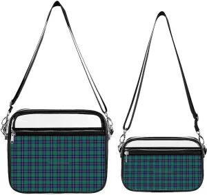 ClanYoung Tartan Transparent Cross Bag Two-piece Set, Fashionable Transparent Bag