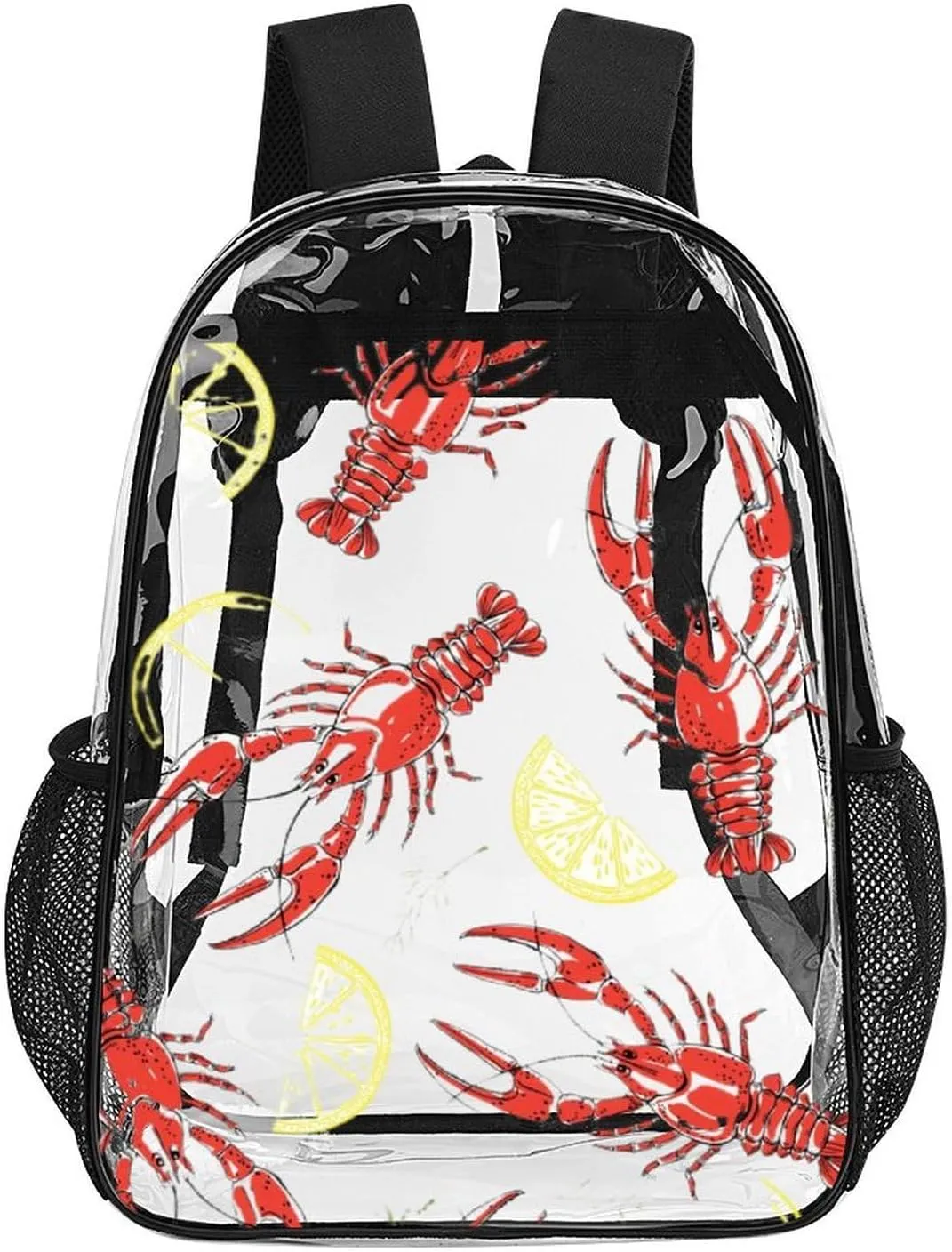 Clear Backpack for Stadium Events Concert Summer Crayfish Lemon Waterproof Heavy Duty for Adult Women Men Clear Transparent Bag for Sport Event Work