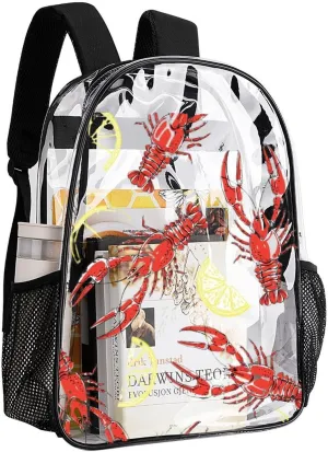 Clear Backpack for Stadium Events Concert Summer Crayfish Lemon Waterproof Heavy Duty for Adult Women Men Clear Transparent Bag for Sport Event Work