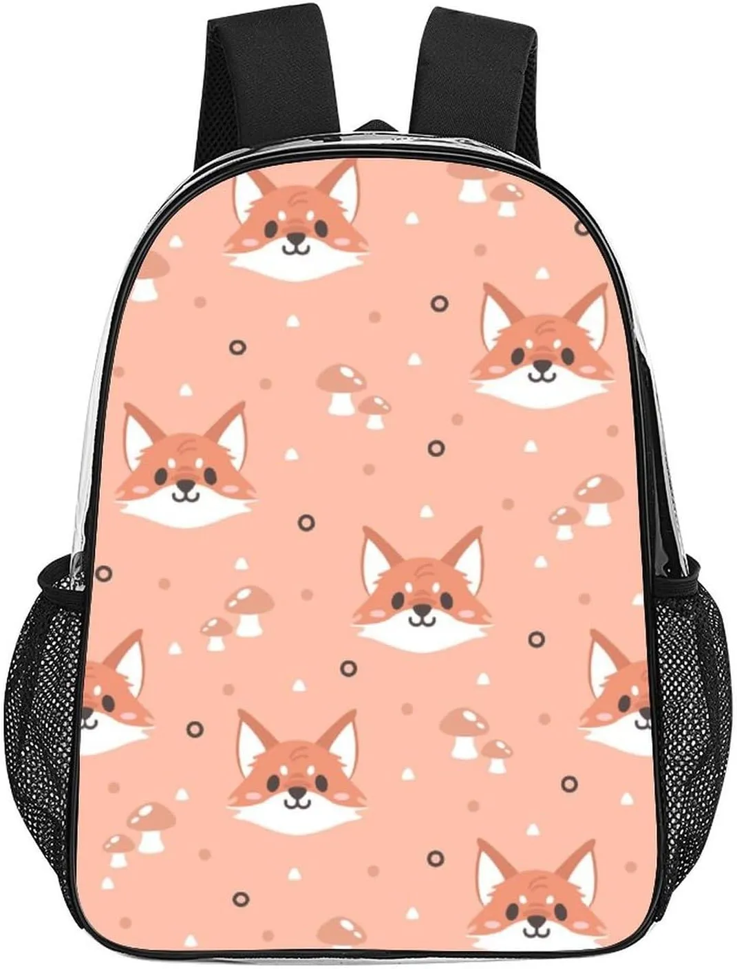 Clear Backpack Heavy Duty Cute Fox Summer 16 Inch for Stadium Events Concert Travel Work Sport Hiking Waterproof Sturdy Transparent Bag for Men Women