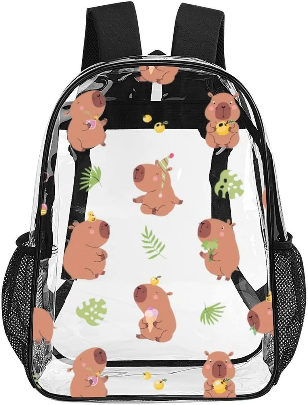 Clear Backpack Heavy Duty Summer Capybara Tuna 16 Inch for Stadium Events Concert Travel Work Sport Hiking Waterproof Sturdy Transparent Bag for Men Women