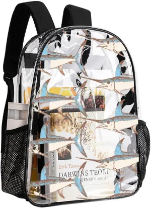 Clear Backpack Heavy Duty Summer Cute Swordfish 16 Inch for Stadium Events Concert Travel Work Sport Hiking Vintage Waterproof Sturdy Transparent Bag for Men Women