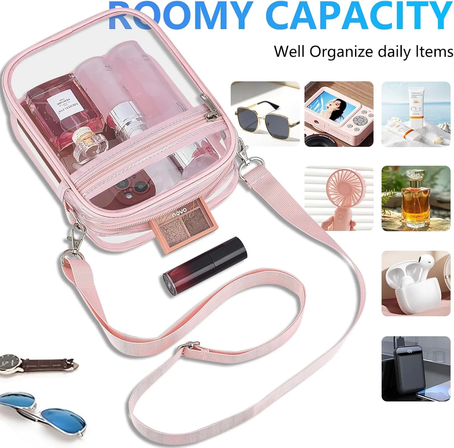 Clear Bag for Stadium Events Men&Women Clear Crossbody Bag Stadium Approved Clear Purse Bag Waterproof Clear Bag
