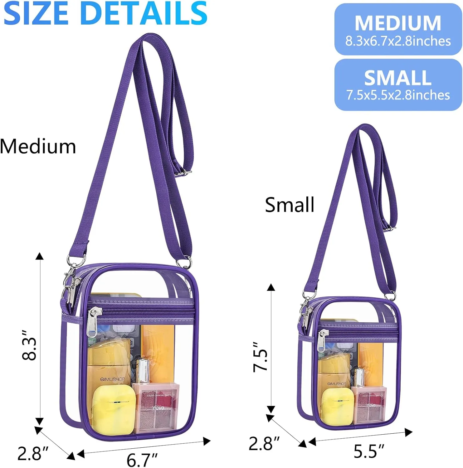 Clear Bag for Stadium Events Men&Women Clear Crossbody Bag Stadium Approved Clear Purse Bag Waterproof Clear Bag