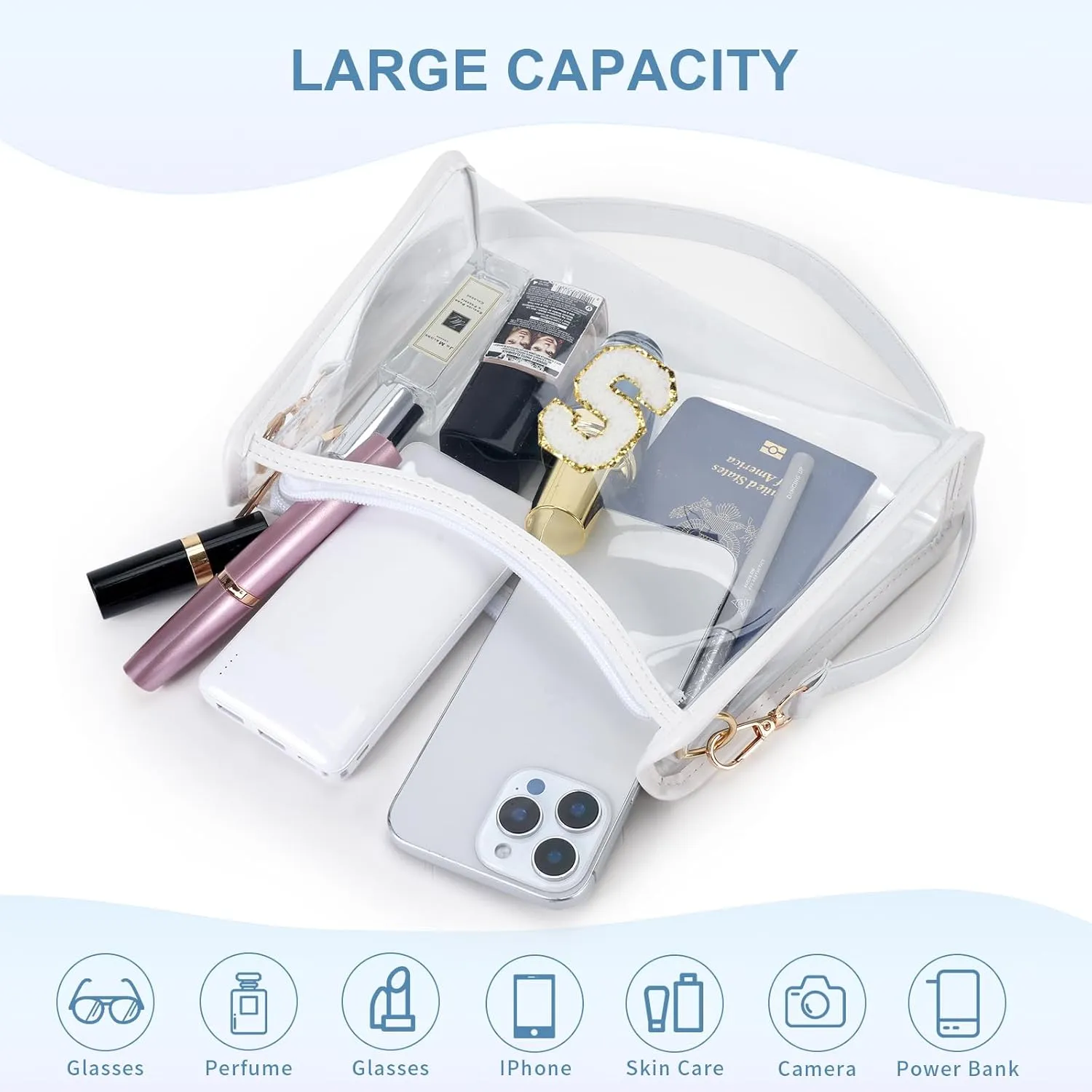 Clear Bag for Stadium Events Transparent Shoulder Bag Purses Crossbody Bags for Women