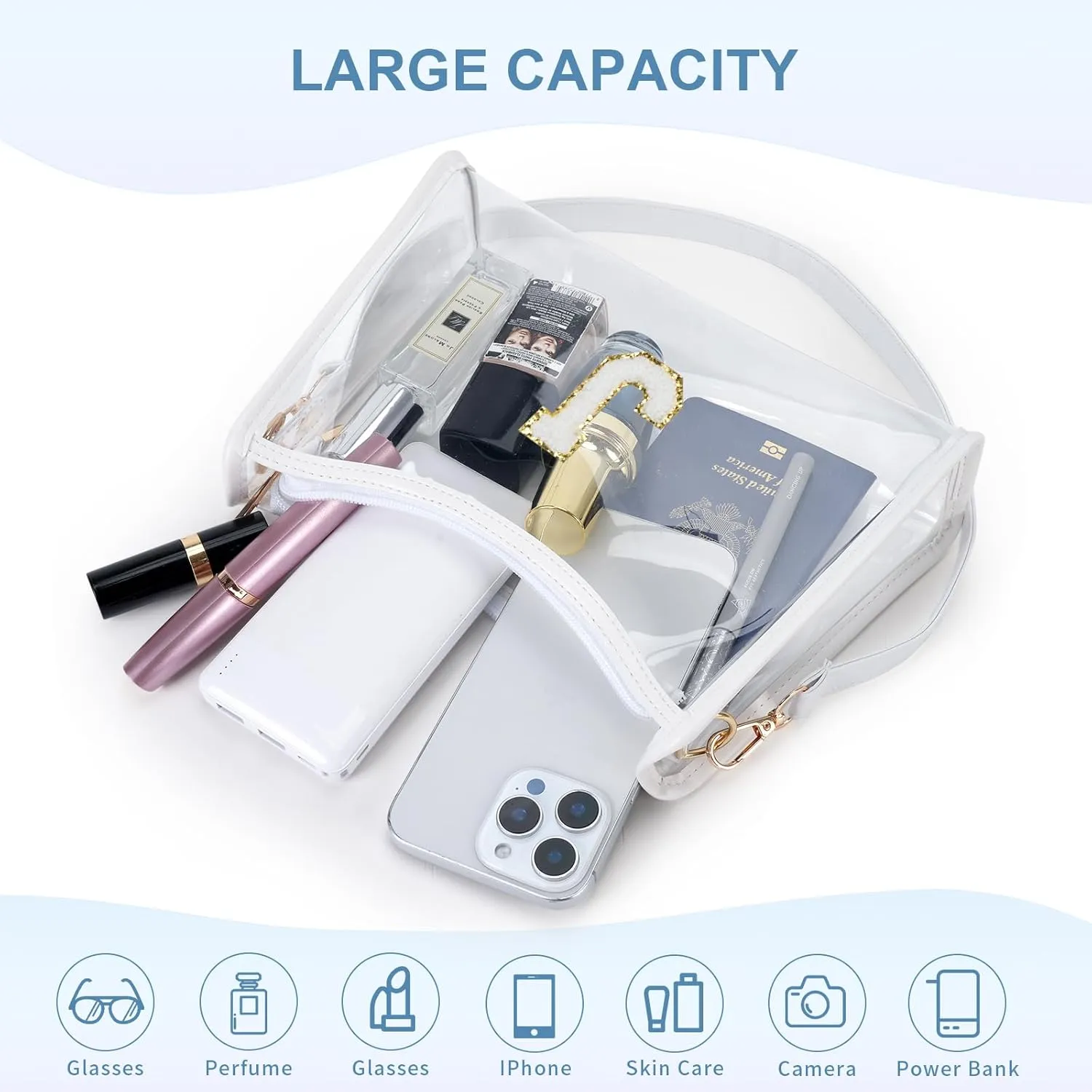 Clear Bag for Stadium Events Transparent Shoulder Bag Purses Crossbody Bags for Women